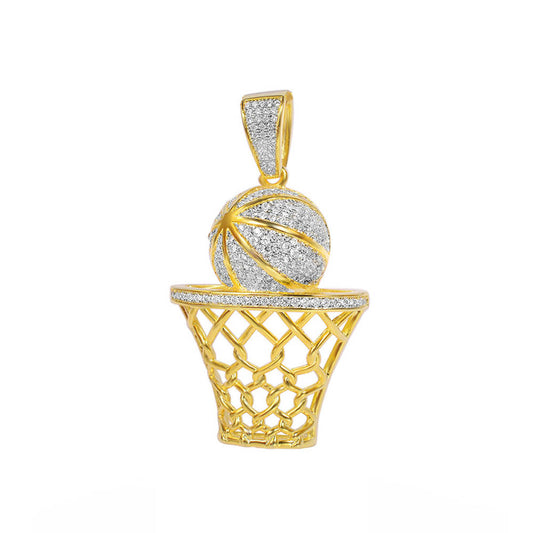 Basketball Pendant - Diamond Gold & Silver